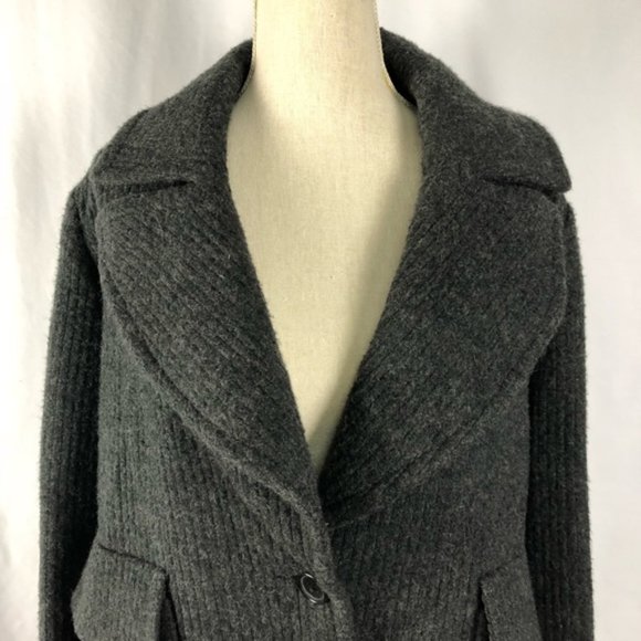 Alexander Wang Ribbed Wool Blend Short Car Coat - Picture 2 of 8